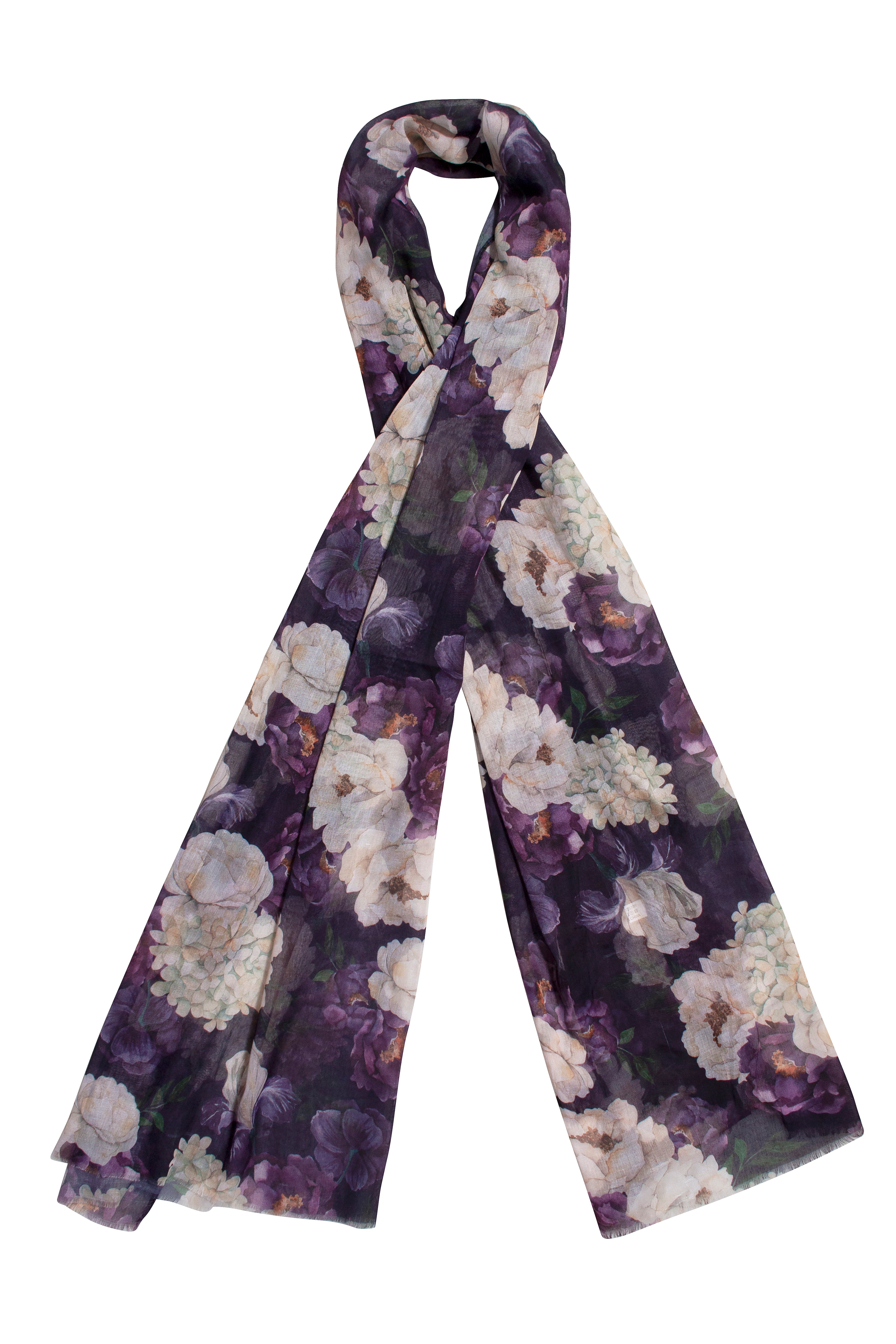 Scarf - Stylish Wrap - Cream & Purple