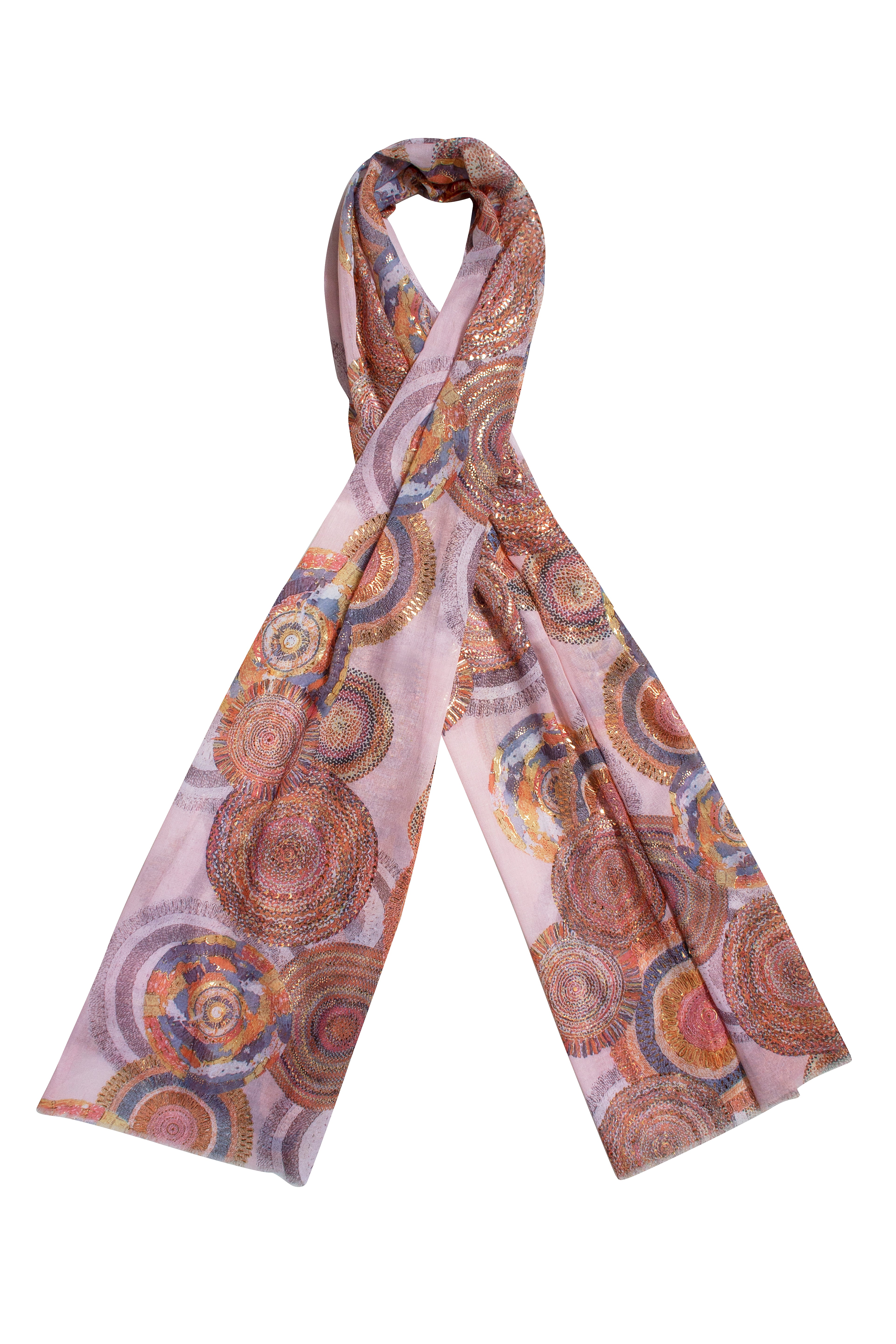 Scarf - Stylish Wrap - Pink with Golden Thread
