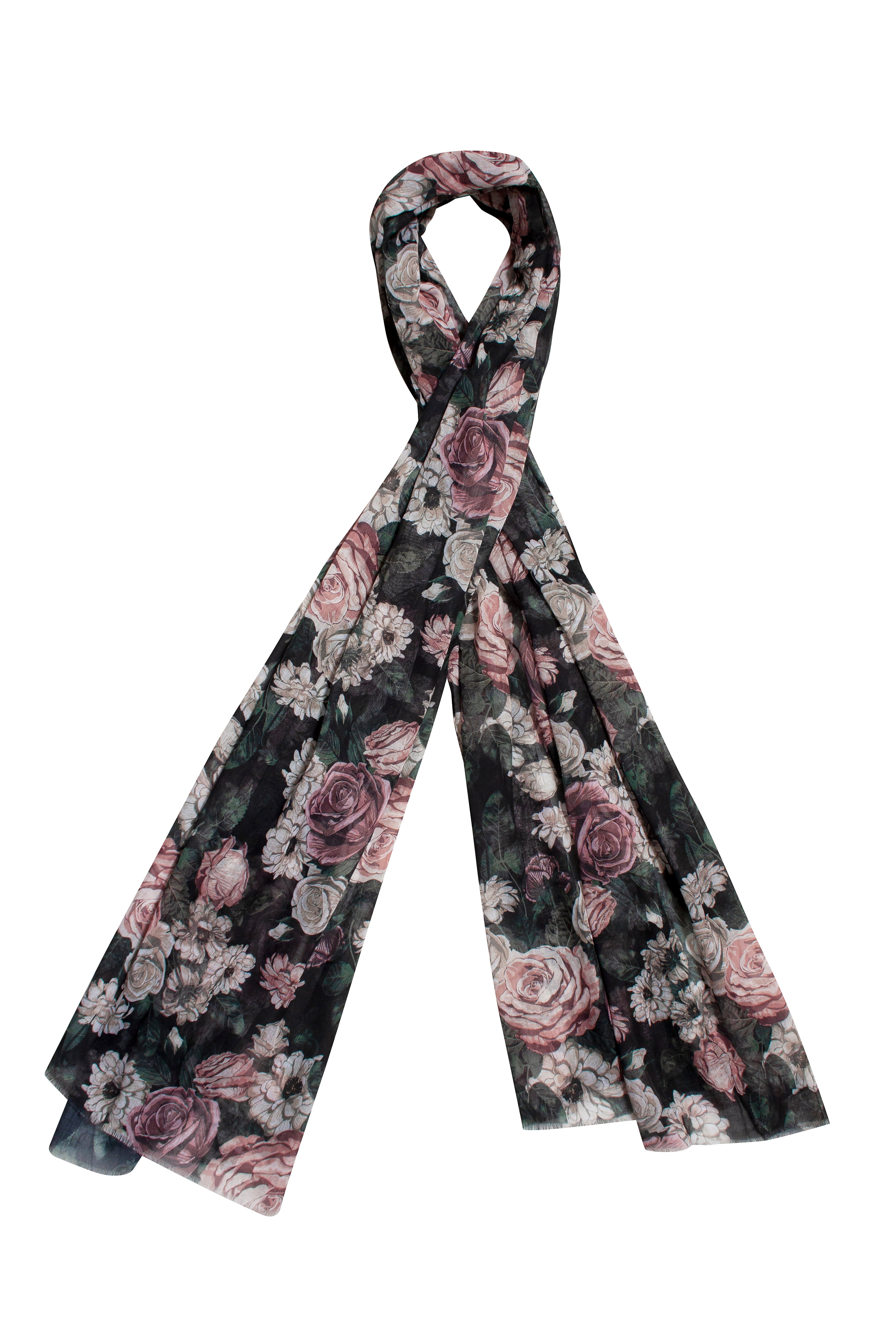 Scarf - Stylish Wrap - Pink & White Floral