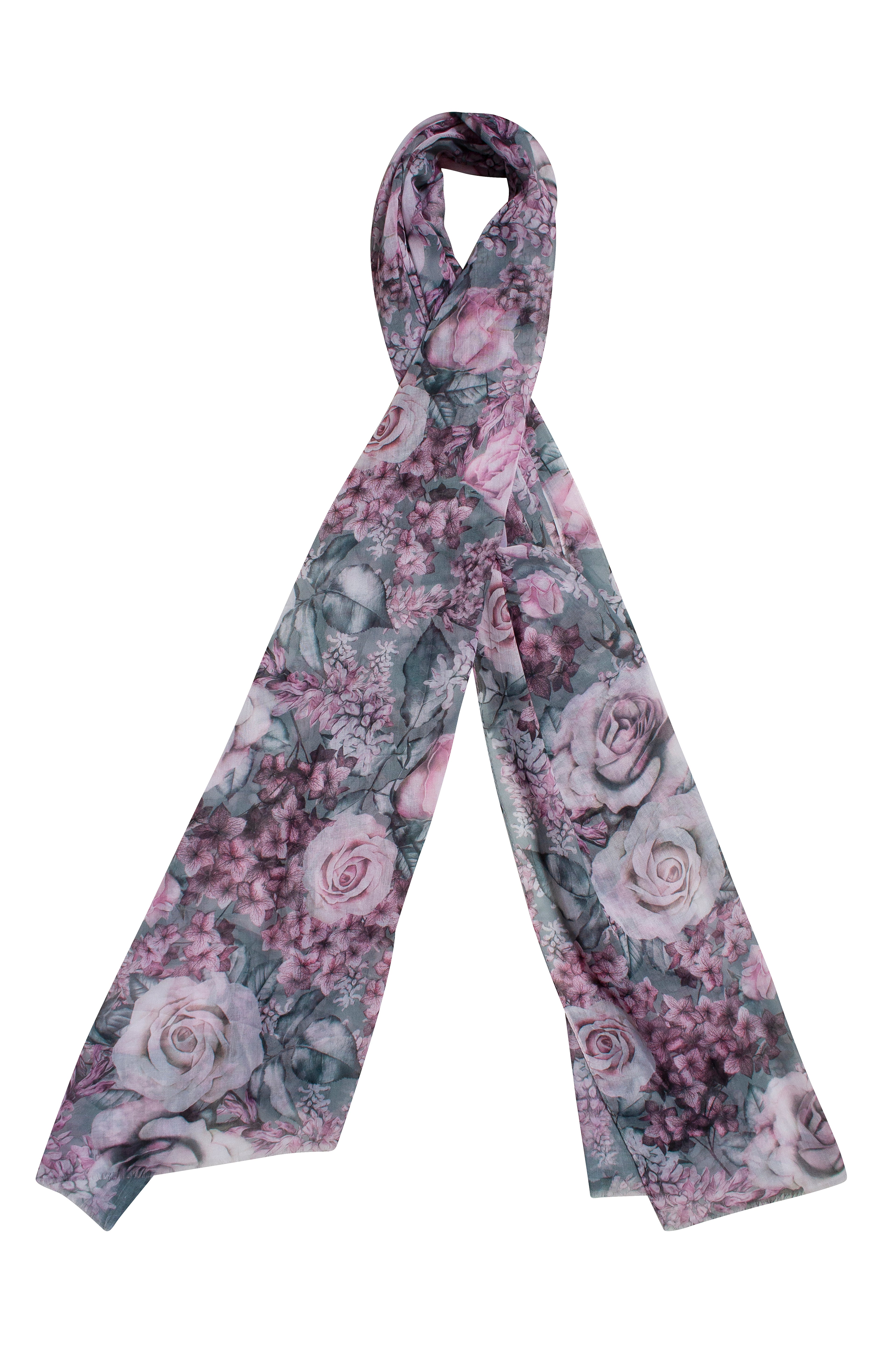 Scarf - Stylish Wrap - Pink & Grey Floral
