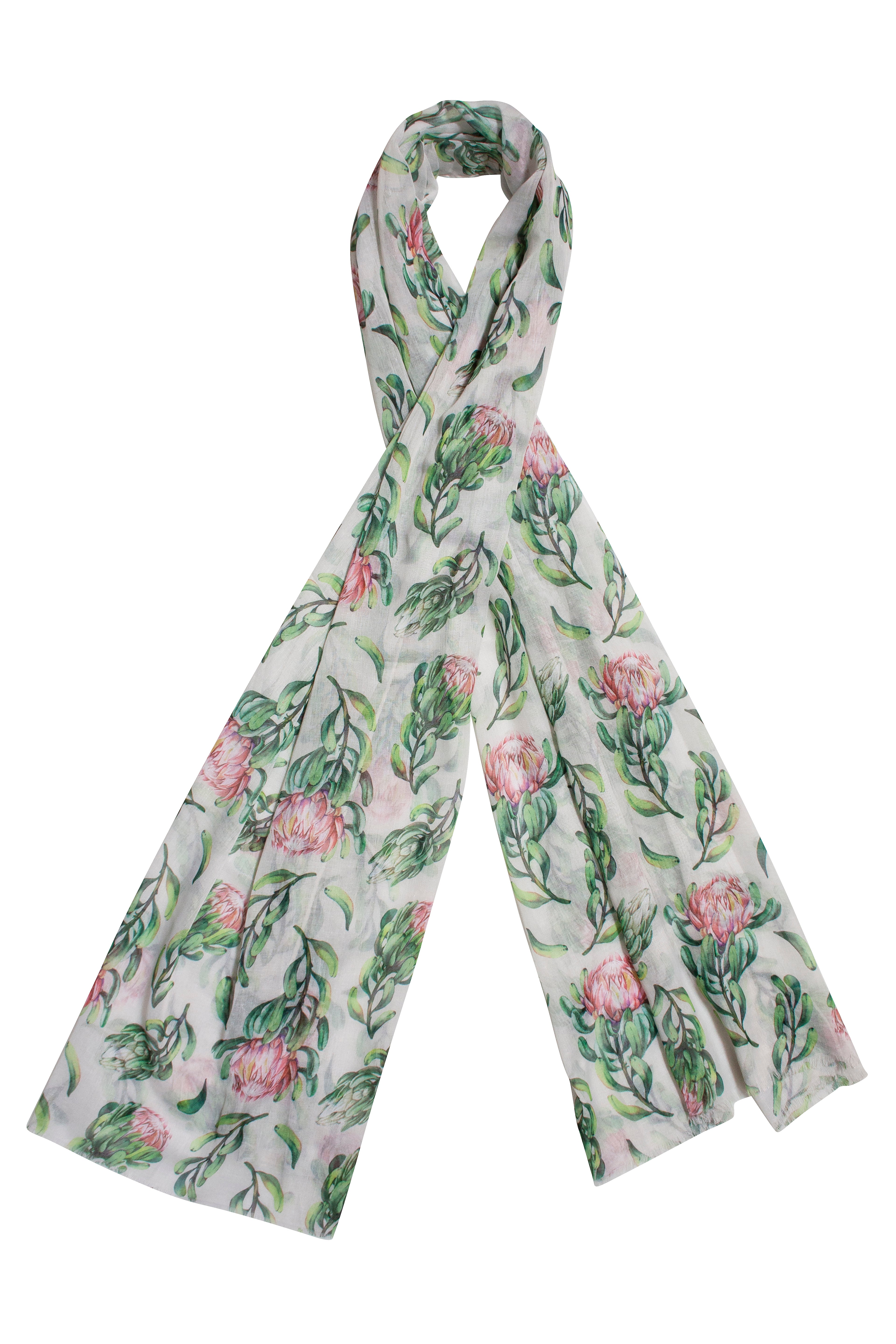 Scarf - Stylish Wrap - Proteas with White & Green