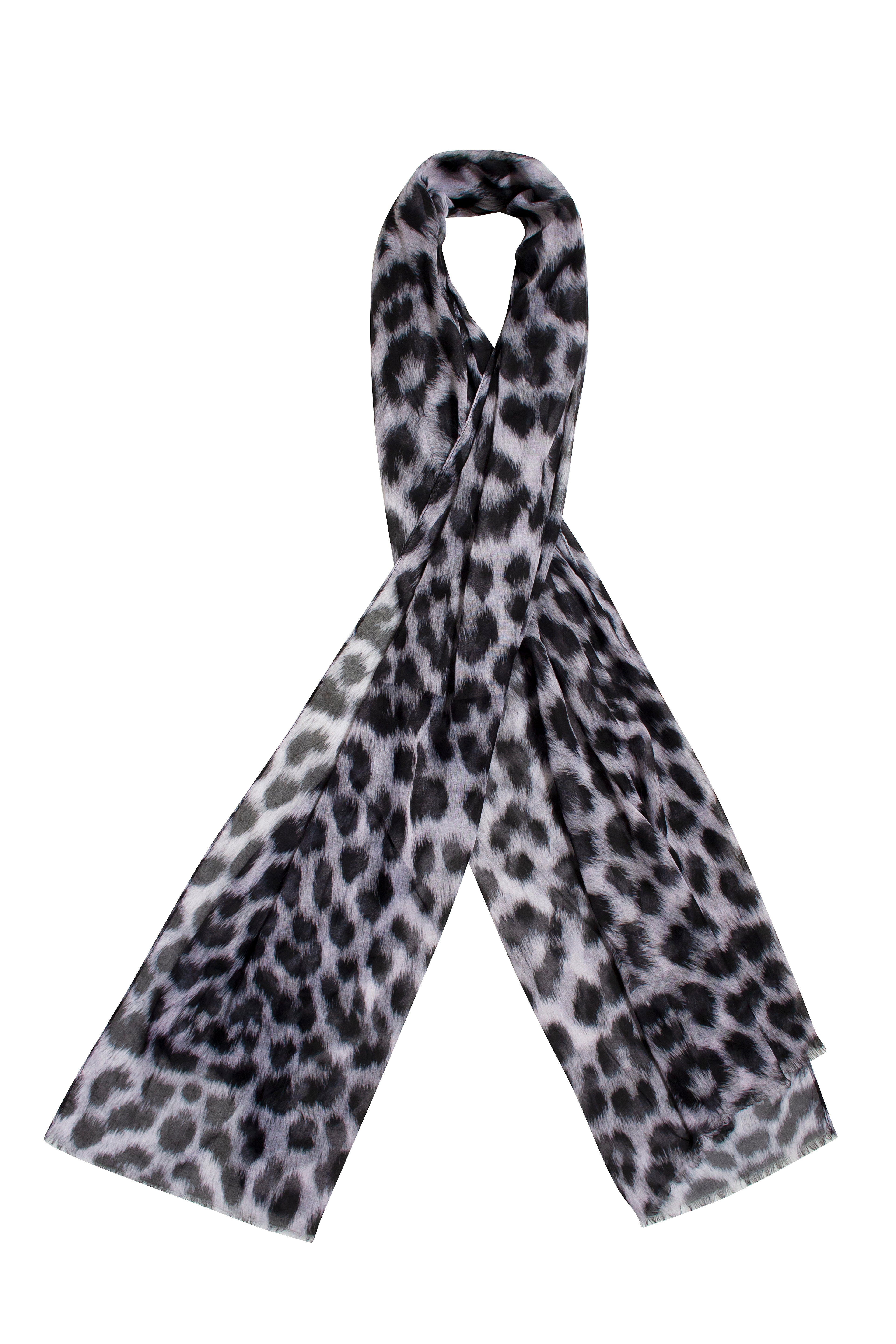 Scarf - Stylish Wrap - Black & White Leopard Print