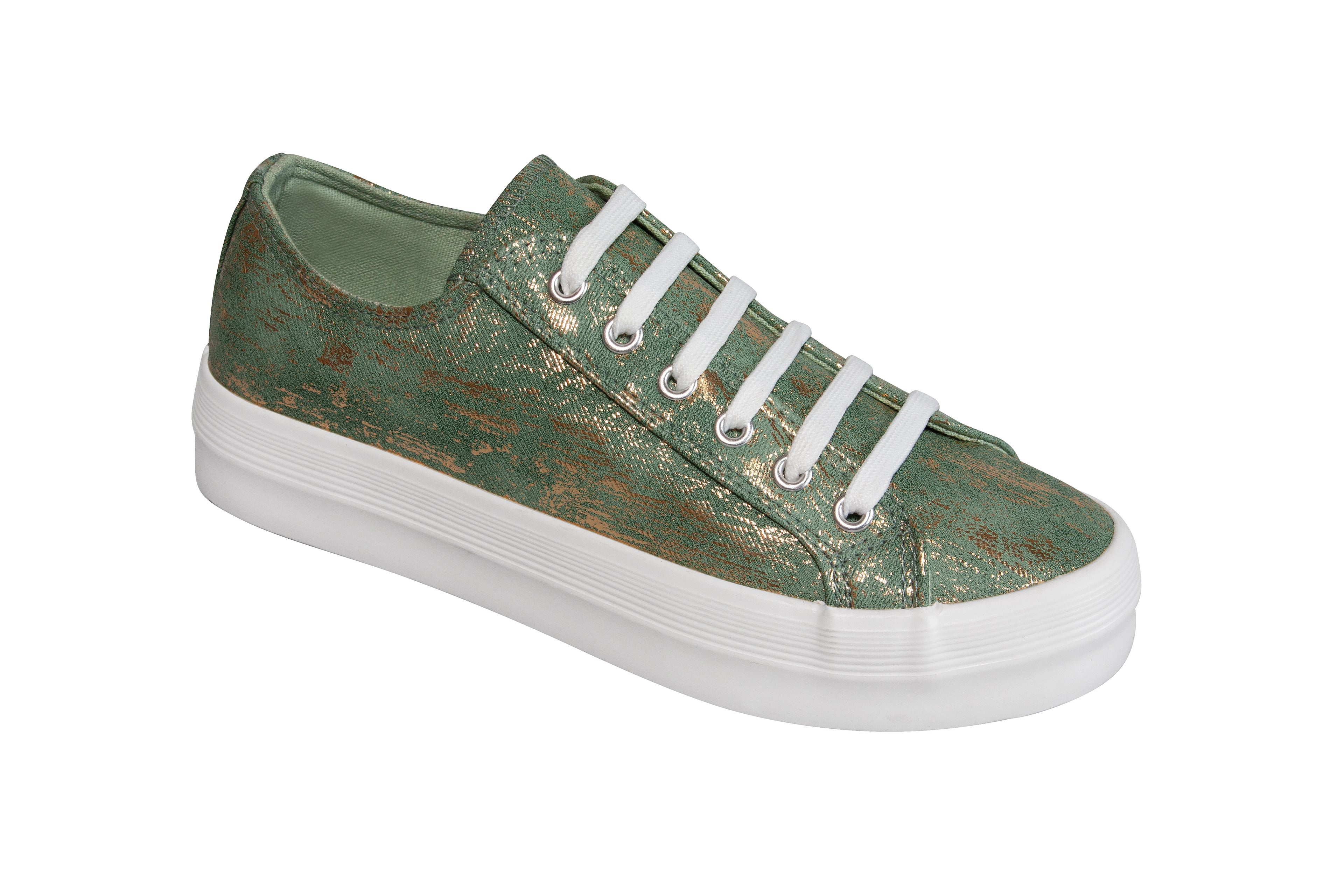 Sneakers - Canvas - Green and Gold