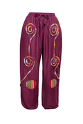 Purple pants with colorful embroidery o