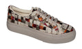 Sneakers - Multicoloured Checkered Fabric - Red & Gold