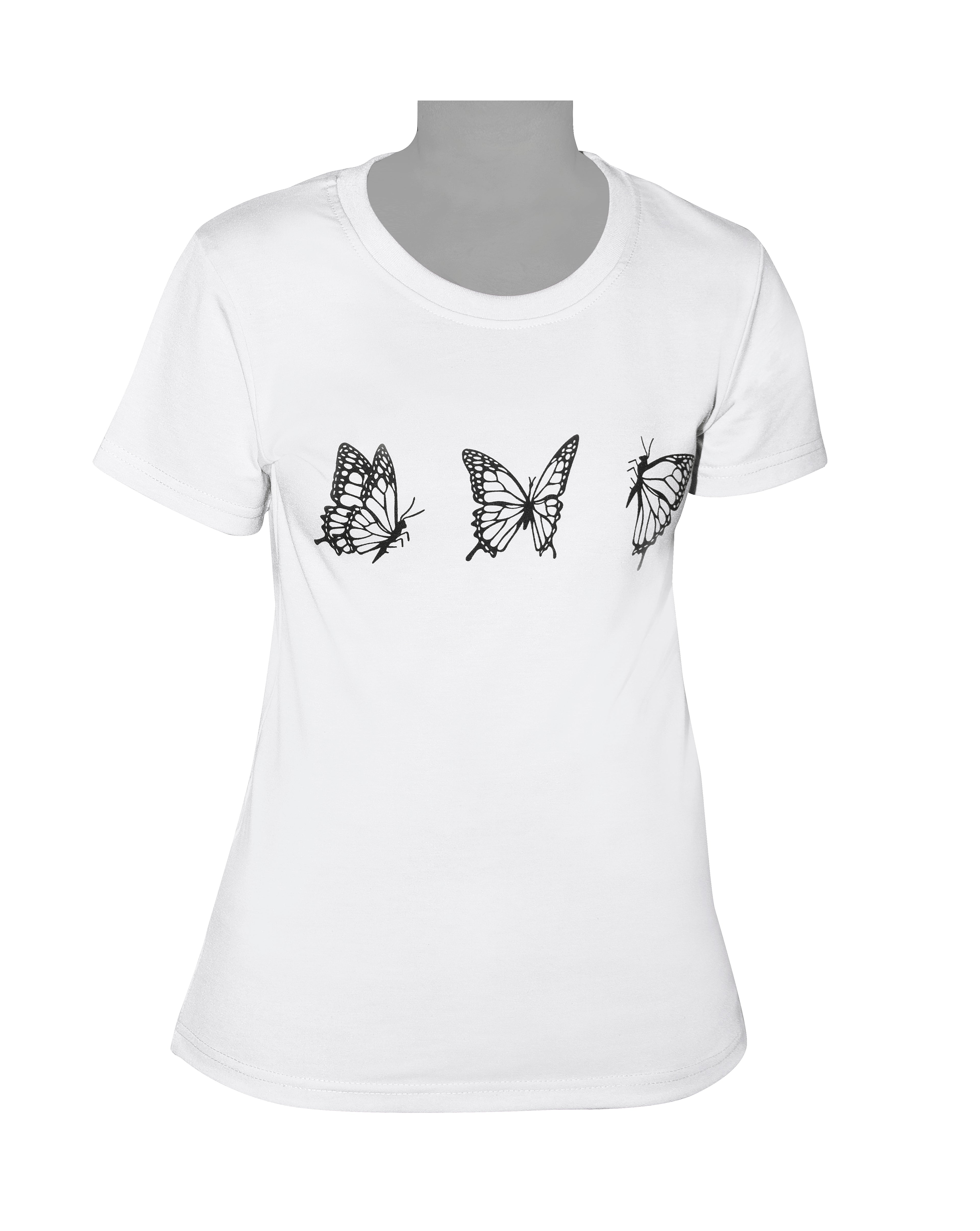 Ladies T-Shirt - White - Butterfly Motif