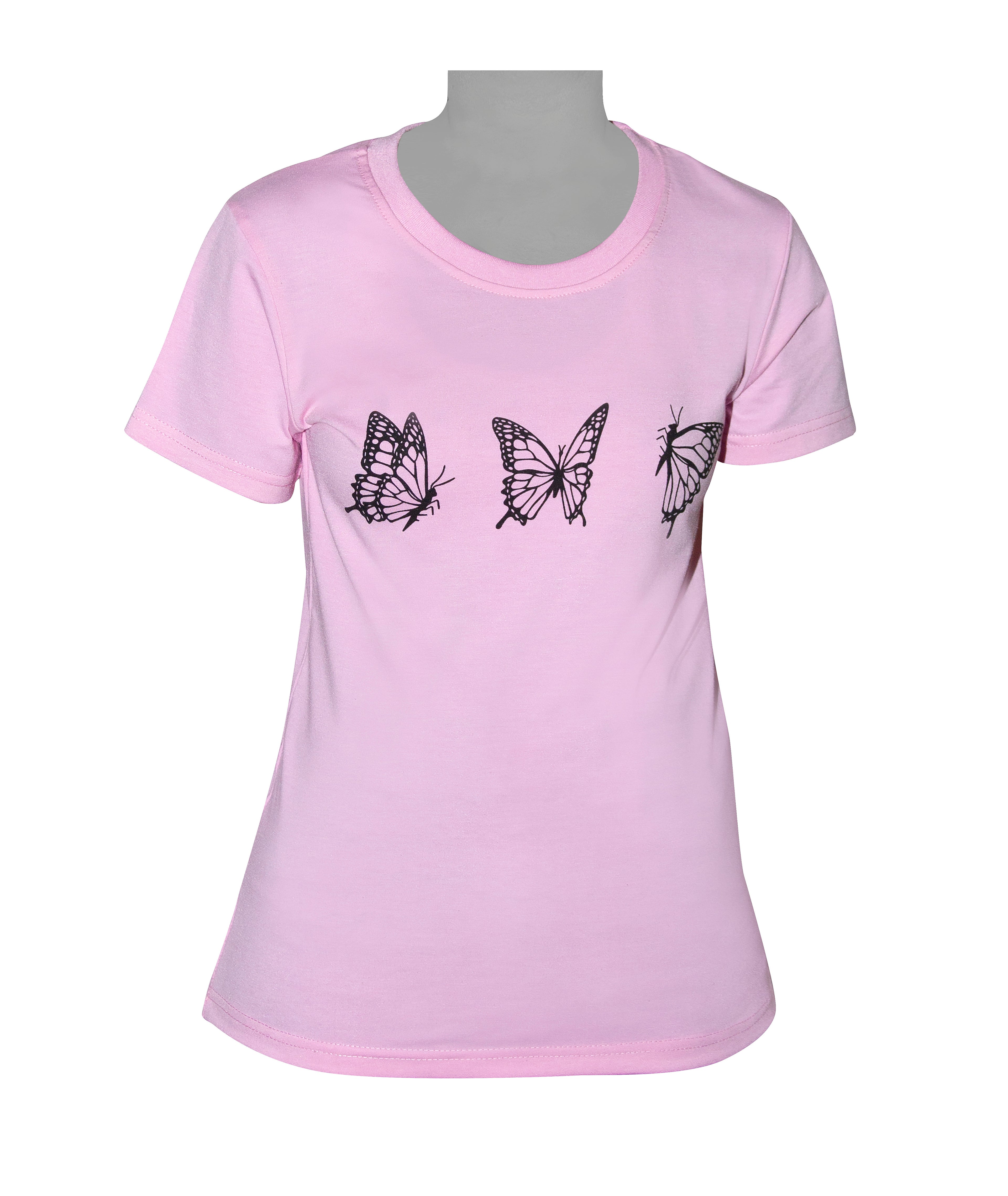 Ladies T-Shirt - Pink - Butterfly Motif