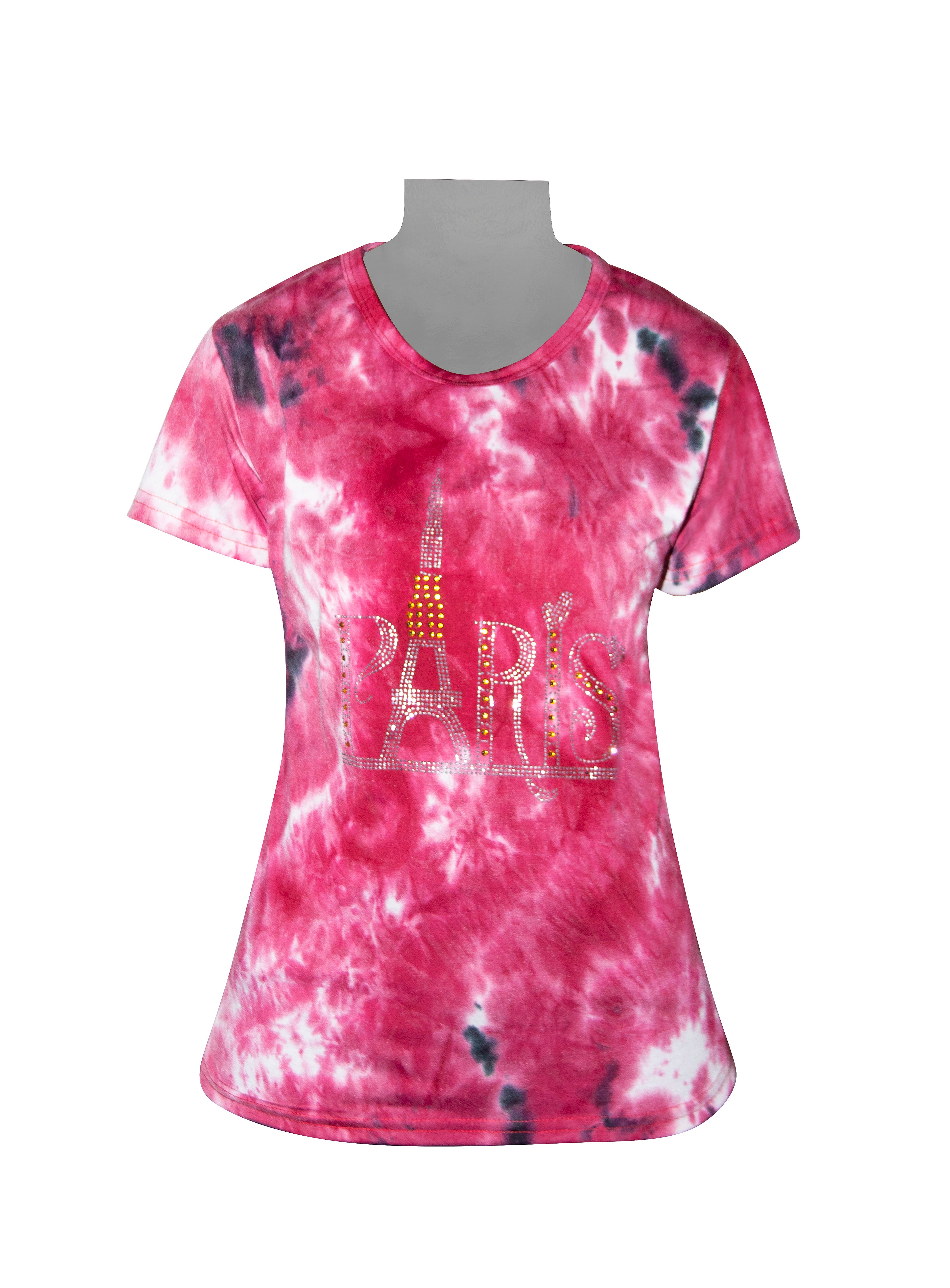 Ladies T-Shirt - Pink Tie-Dye  - Paris
