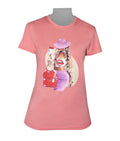 Ladies T-Shirt - Salmon Pink - Red Lips Motif