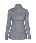 Ladies Long Sleeve Top - Grey - Polo Neck