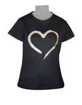 Ladies T-Shirt - Black - Heart Motif