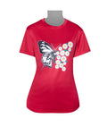 Ladies T-Shirt - Burgundy - Butterfly Daisy Motif