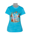 Ladies T-Shirt - Blue - Butterfly Bicycle Motif