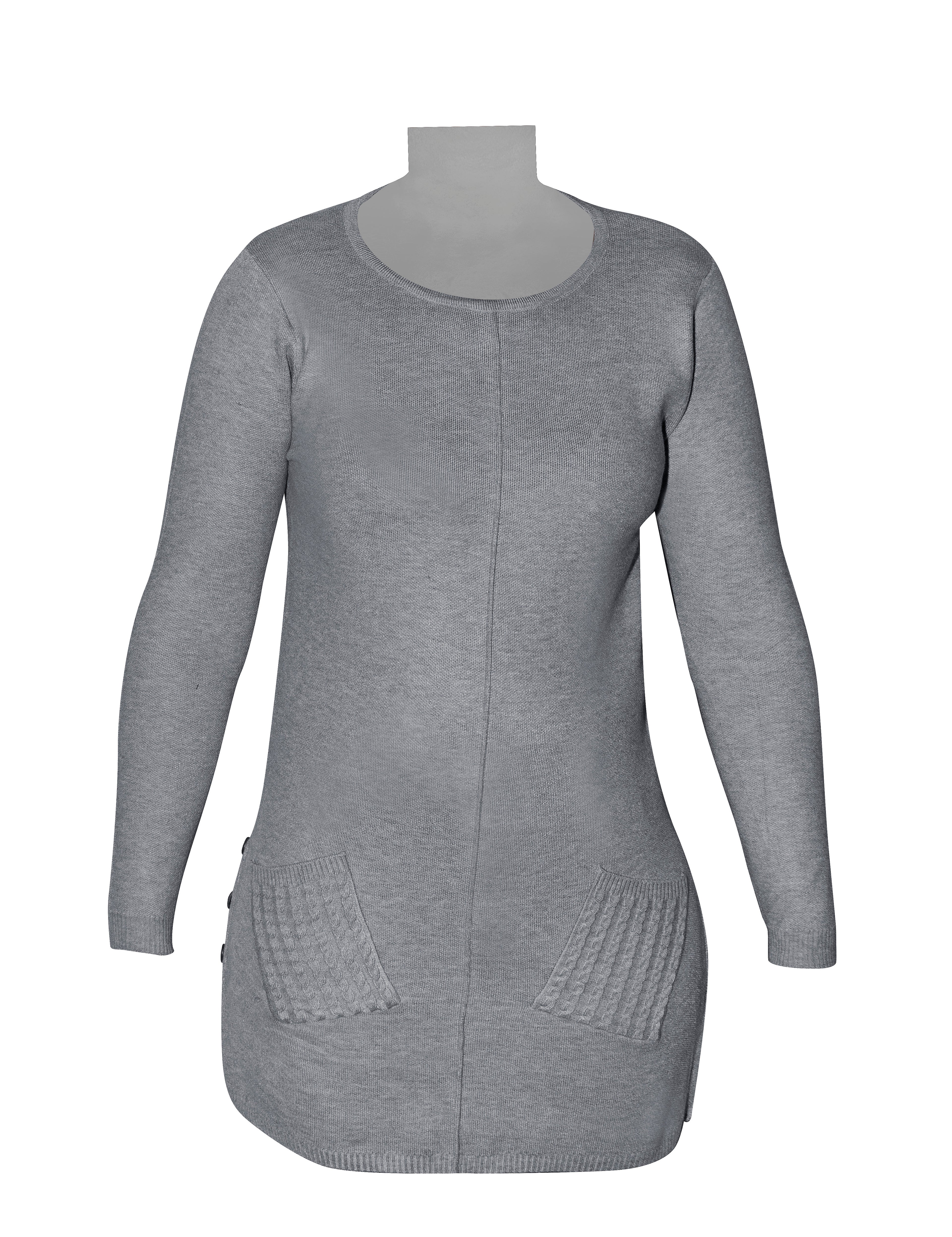 Ladies Long Sleeve Top - Grey - with Pockets