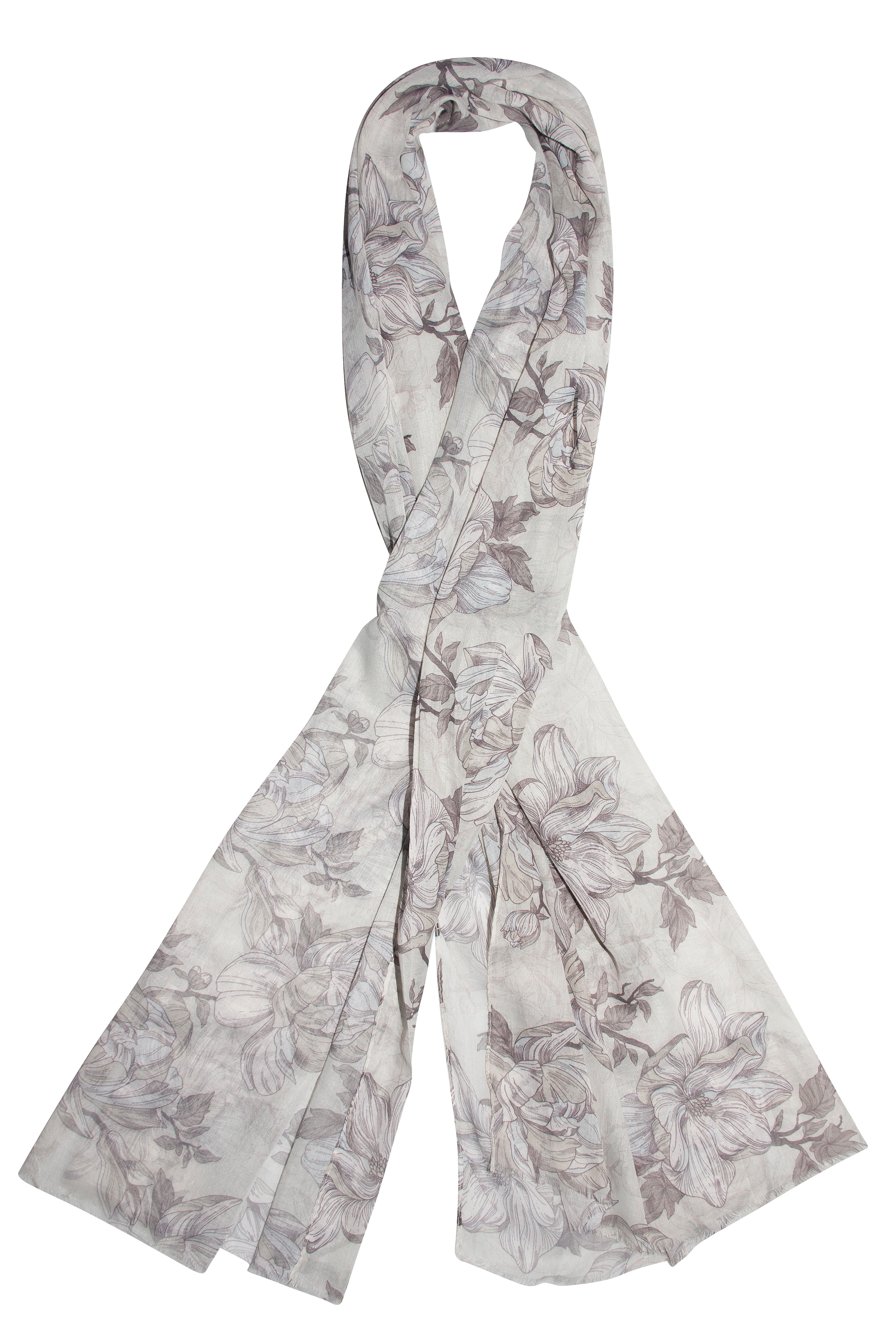 Scarf - Stylish Wrap - Cream Floral Design