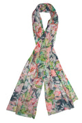 Scarf - Stylish Wrap - Green & Pink Floral