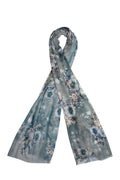 Scarf - Stylish Wrap - Grey Floral with Golden Thread