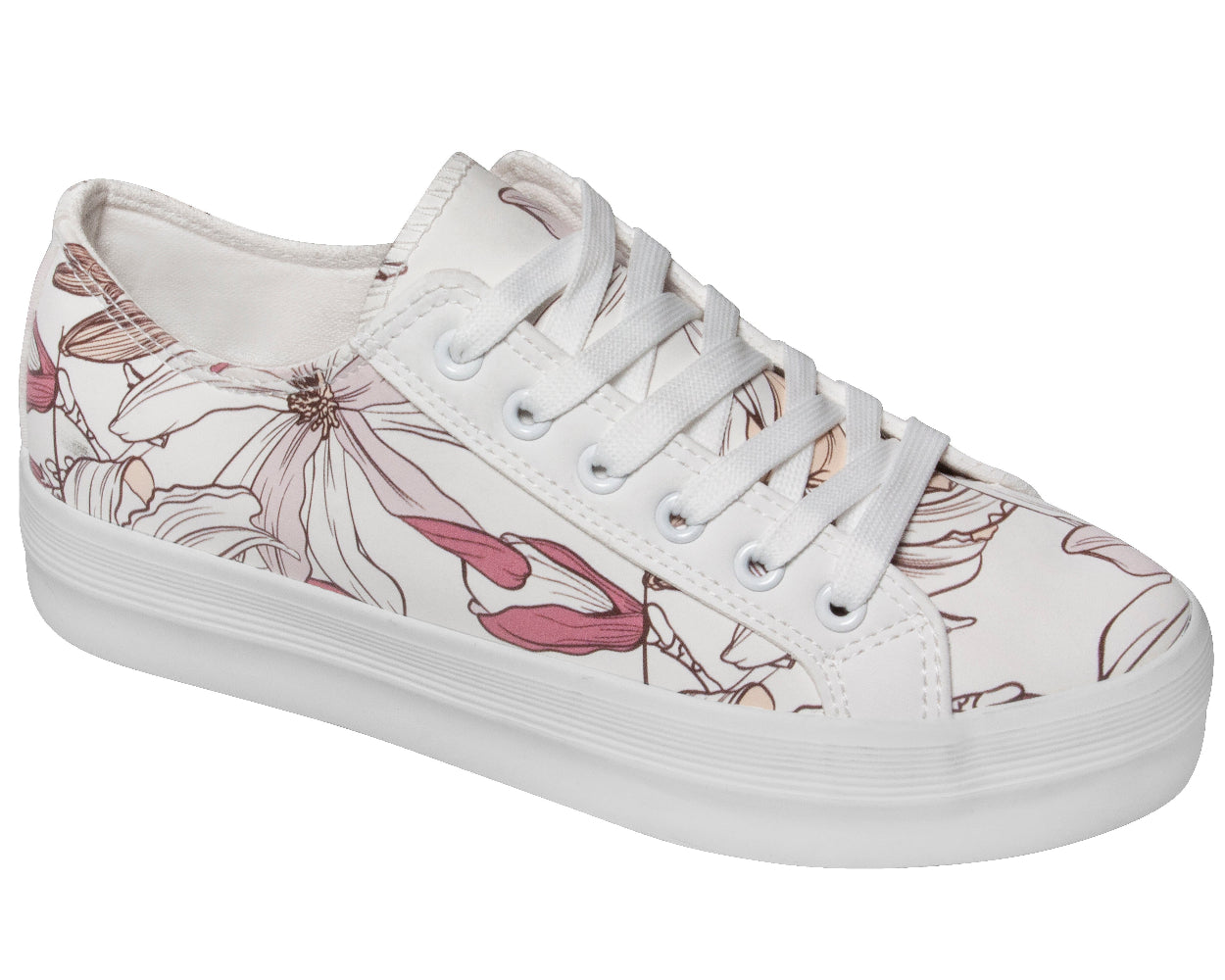 Sneakers - Lace up - Pink Floral