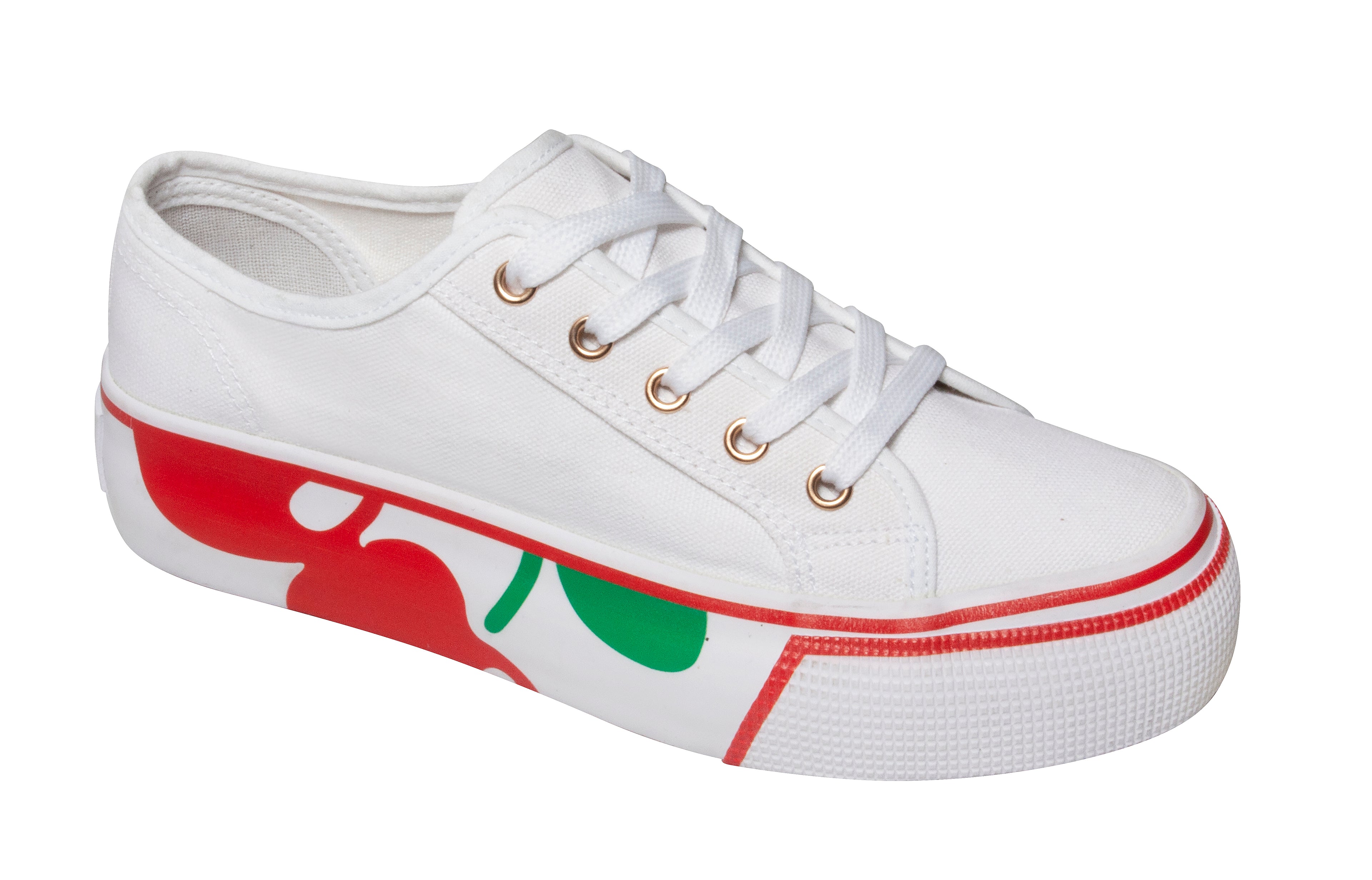Sneakers - Canvas - White with Cherry Soles