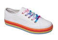Sneakers - Canvas - White with Multicoloured Soles