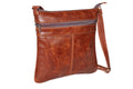 Handbag - Genuine Leather 3-Zip Sling Bag - Medium
